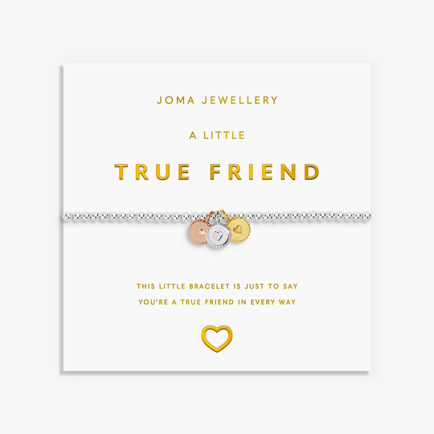 Joma A Little Charmed Moments 'True Friend' Bracelet In Silver, Gold, and Rose Gold Plating 10468