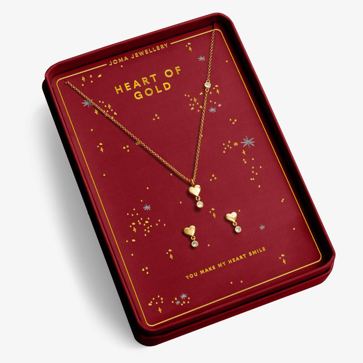Joma With Love 'Heart Of Gold' Necklace and Earrings Set In Gold Plating 10562