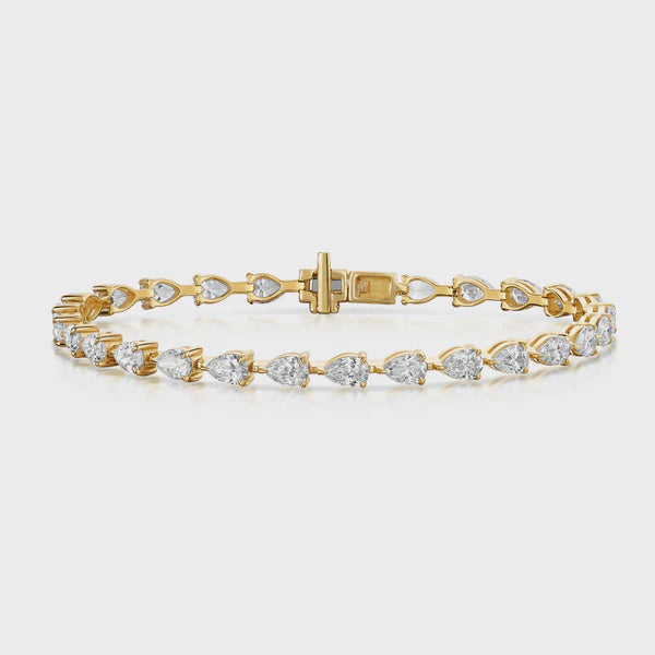 18ct Gold Lab Grown Diamond Pear Cut Line Bracelet 7.00ct