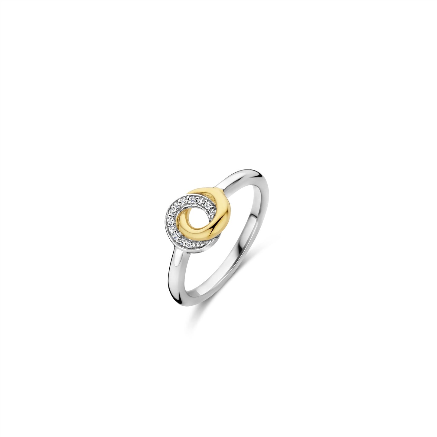 Ti Sento Two Tone interlocking cz circle ring 12142ZY