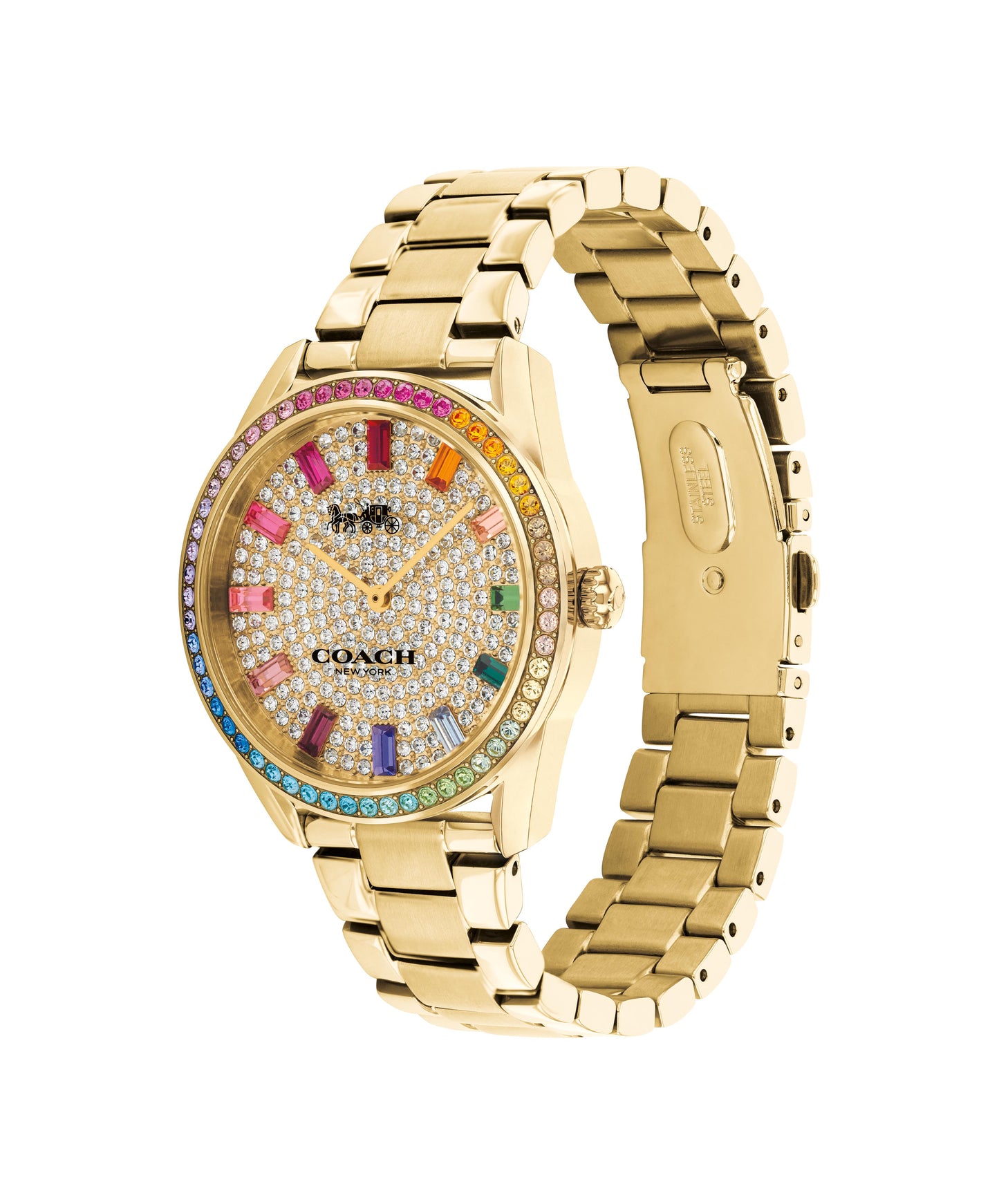 COACH Preston 36mm Yellow Gold Tone Crystal Ladies Watch 14503657