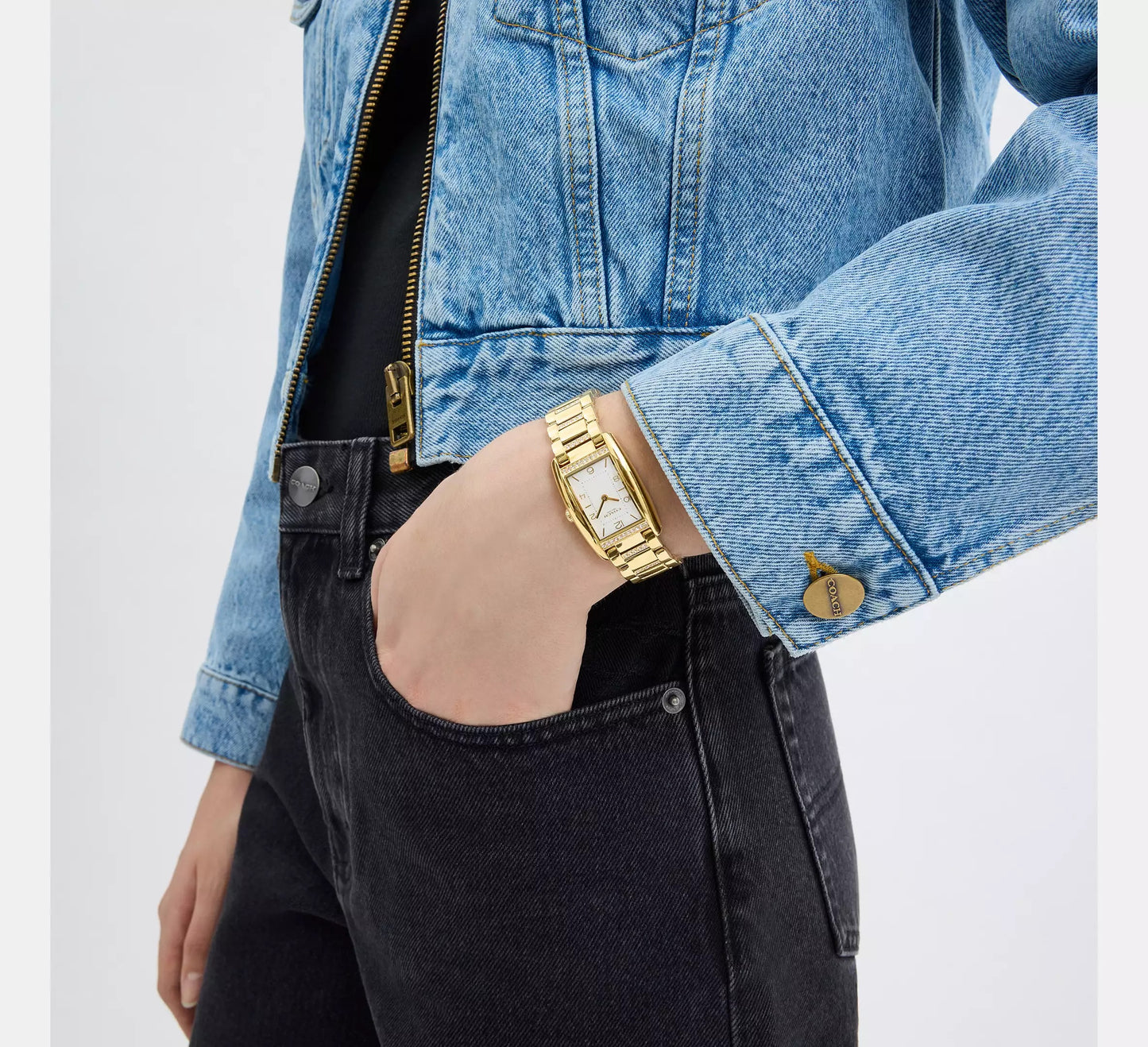 COACH Reese 35mm Yellow Gold Tone Crystal Ladies Watch 14504316