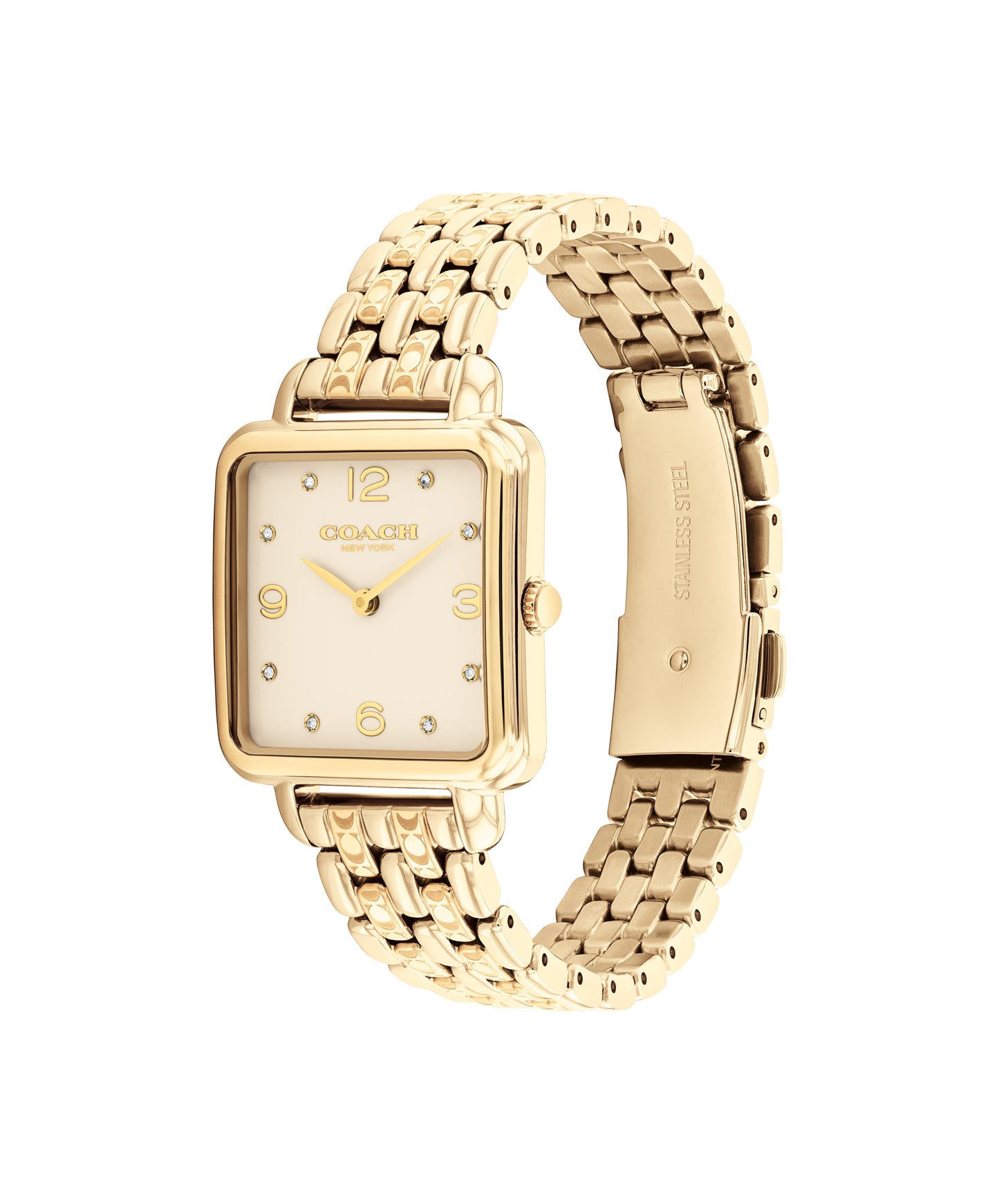 COACH Cass 28mm Yellow Gold Tone Crystal Quartz Ladies Watch 14504495