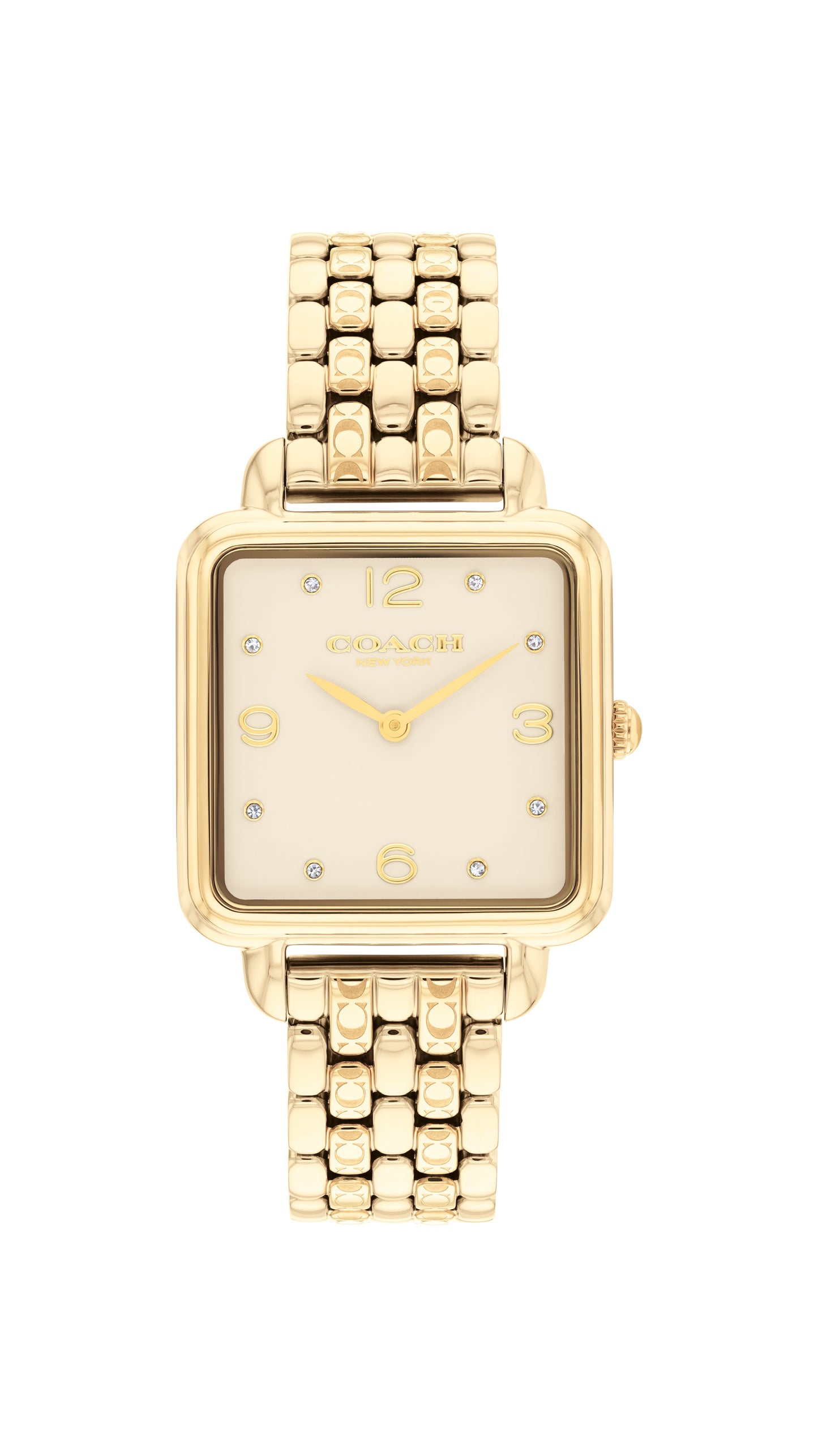COACH Cass 28mm Yellow Gold Tone Crystal Quartz Ladies Watch 14504495