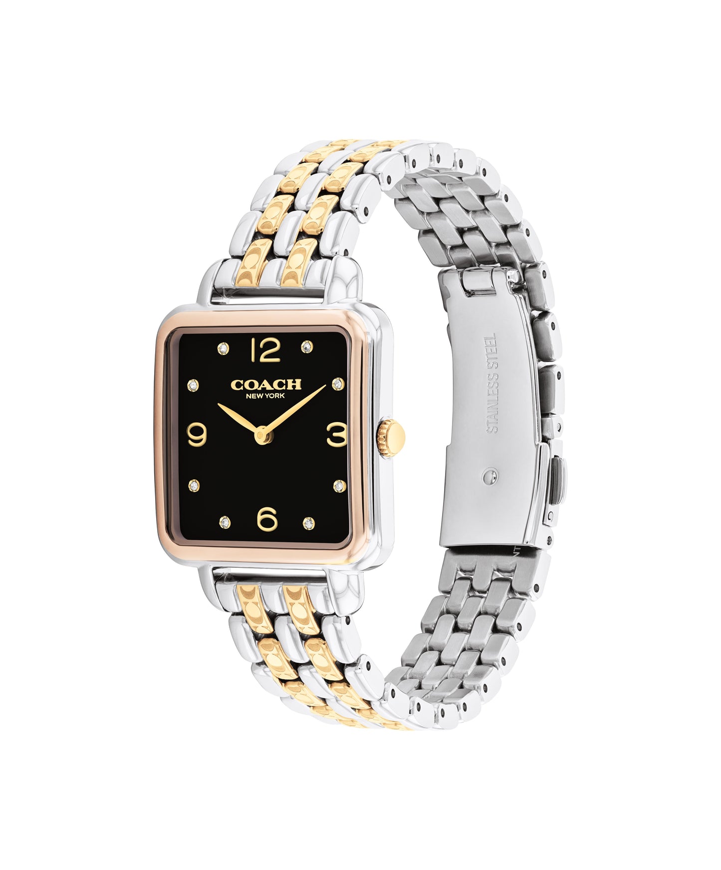 COACH Cass 28mm Stainless Steel and Yellow Gold Tone Crystal Quartz Ladies Watch 14504496