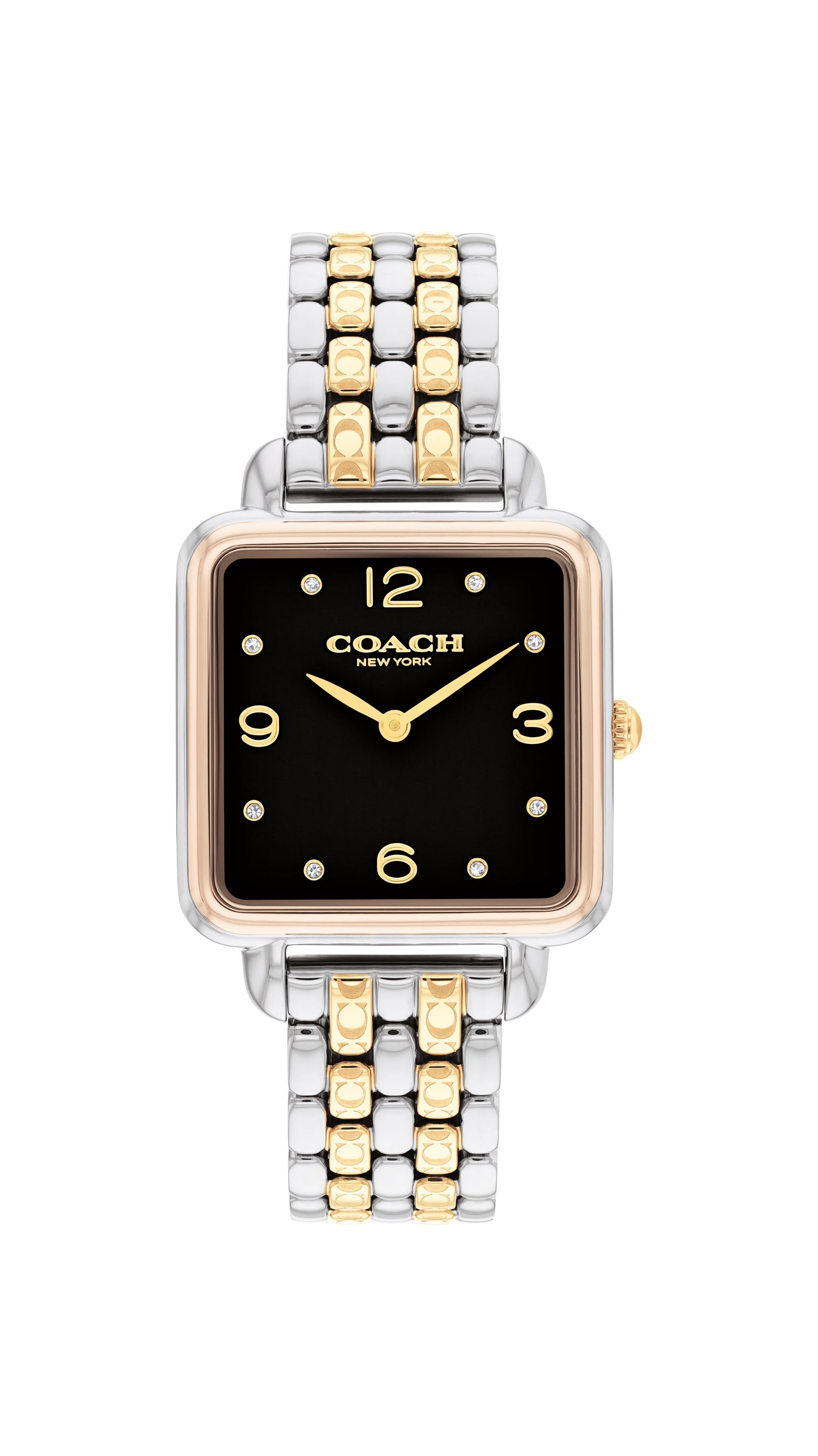 COACH Cass 28mm Stainless Steel and Yellow Gold Tone Crystal Quartz Ladies Watch 14504496