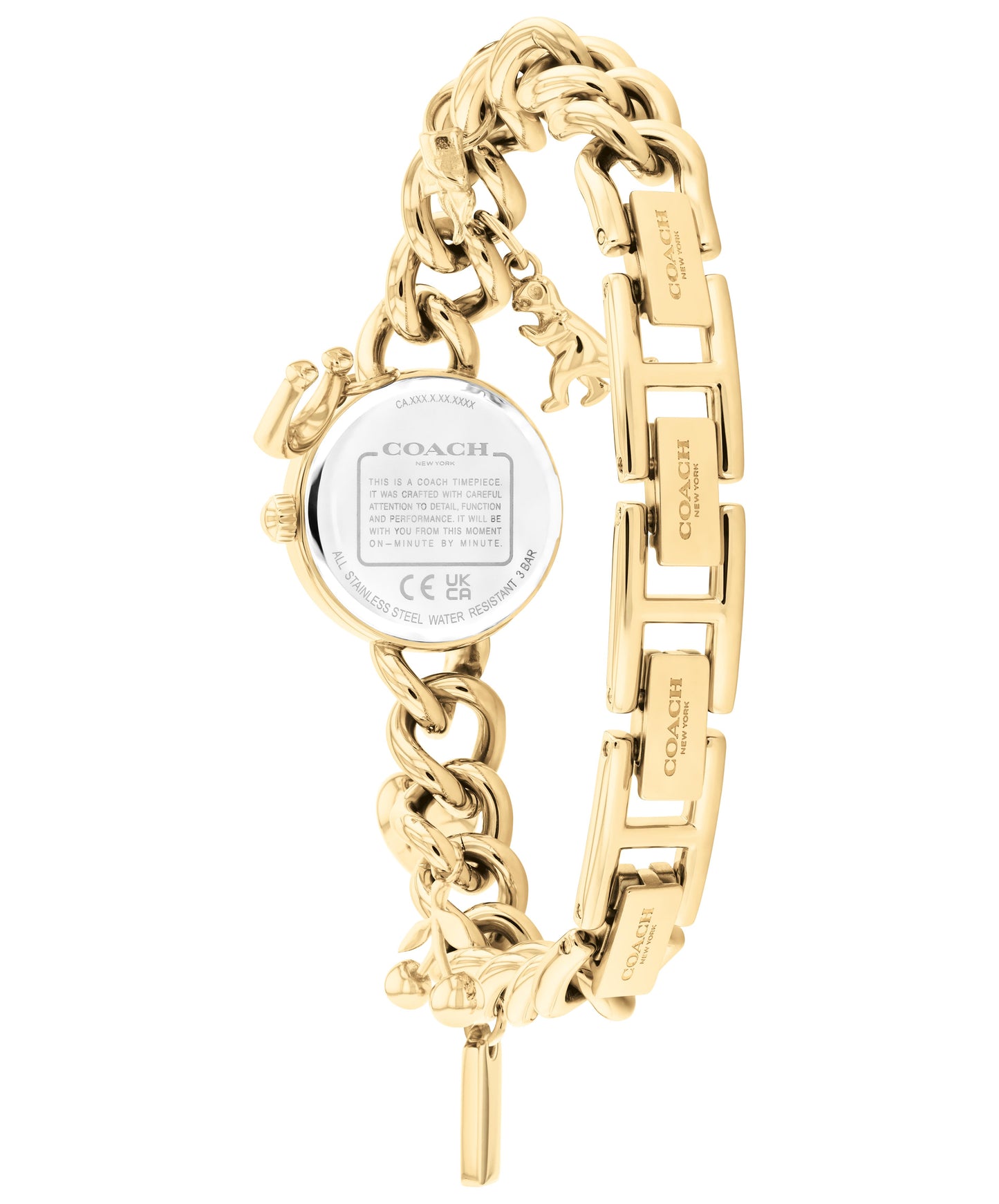 COACH Ladies Iris Gold Plated Charm Bracelet Watch 14504648