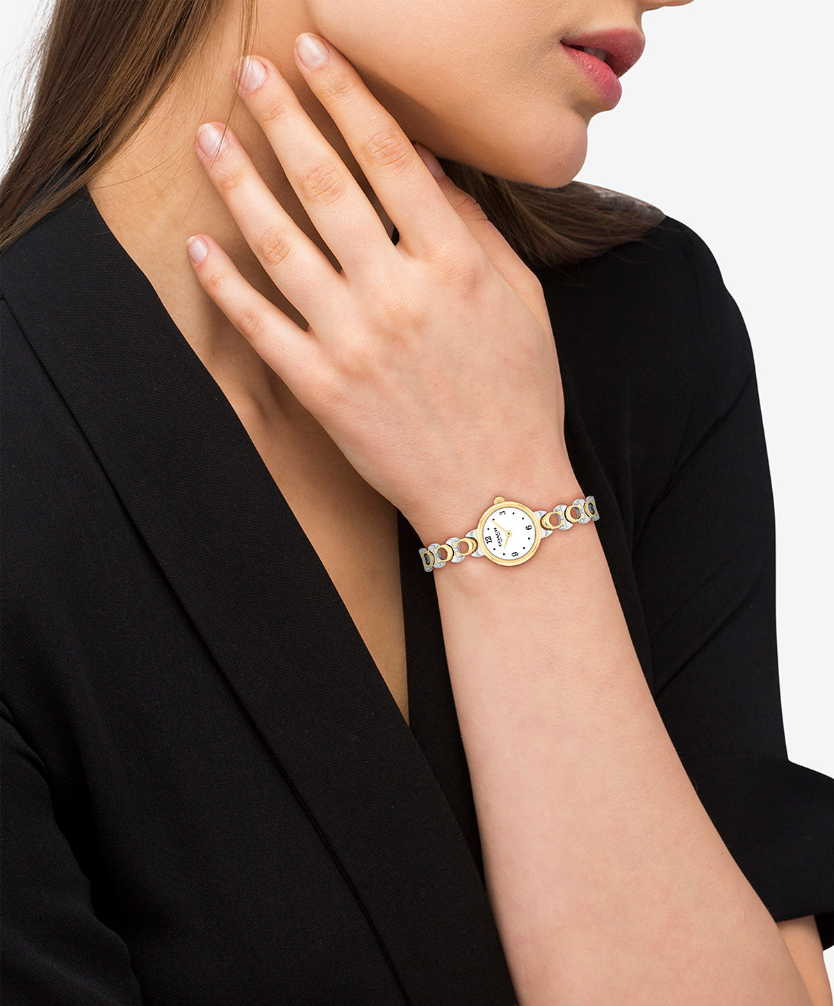 COACH Ladies Iris Two Tone Stainless Steel and Gold Plated Bracelet Watch 14504653