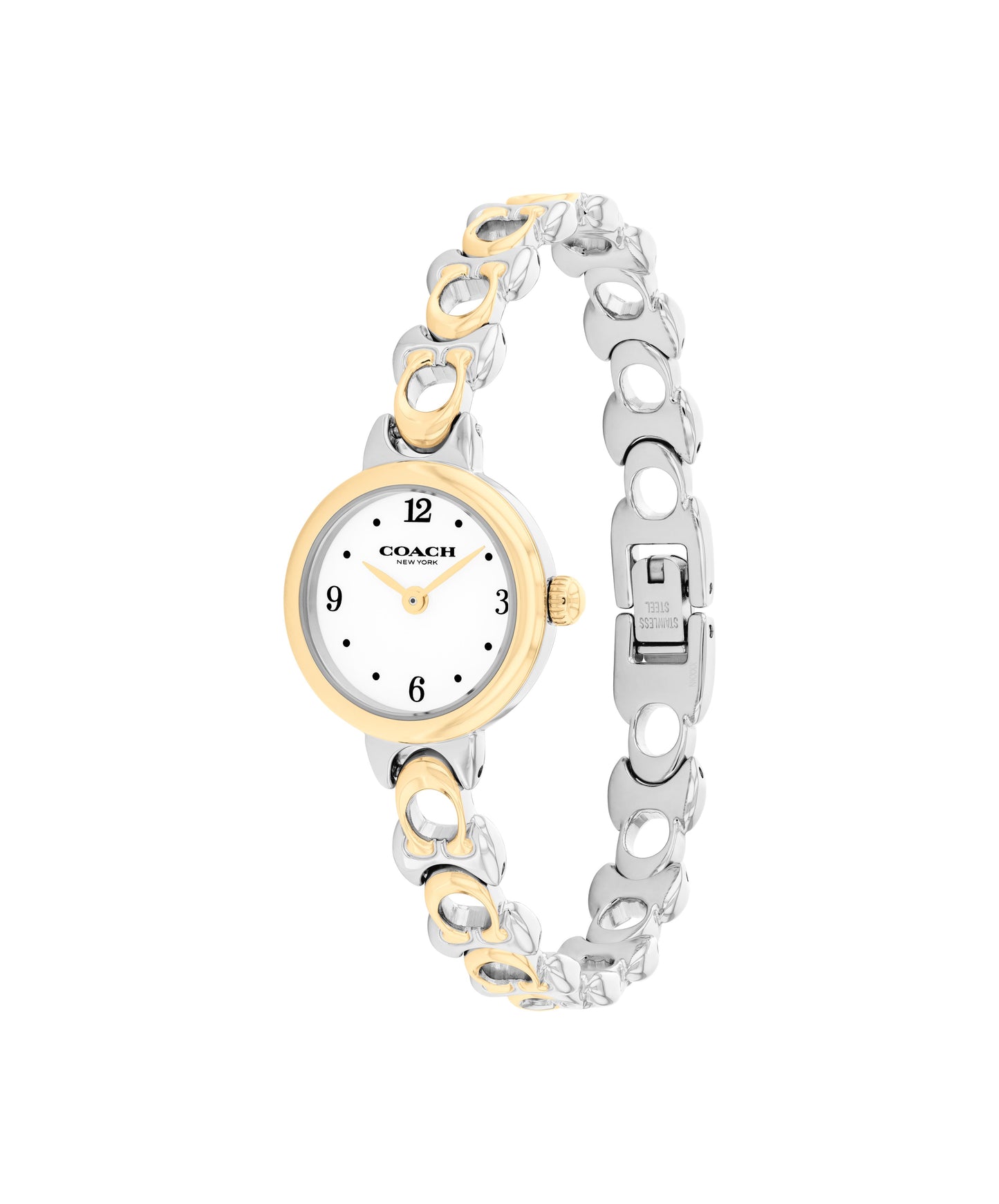 COACH Ladies Iris Two Tone Stainless Steel and Gold Plated Bracelet Watch 14504653