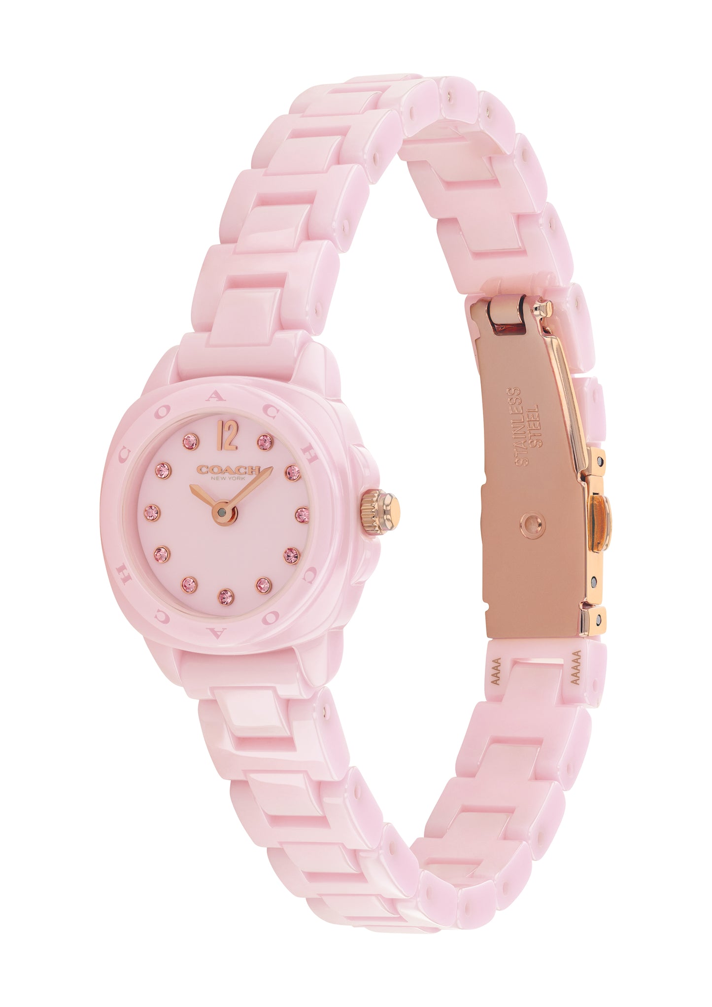 COACH Ladies Pink Ceramic Kitt Watch 14504663