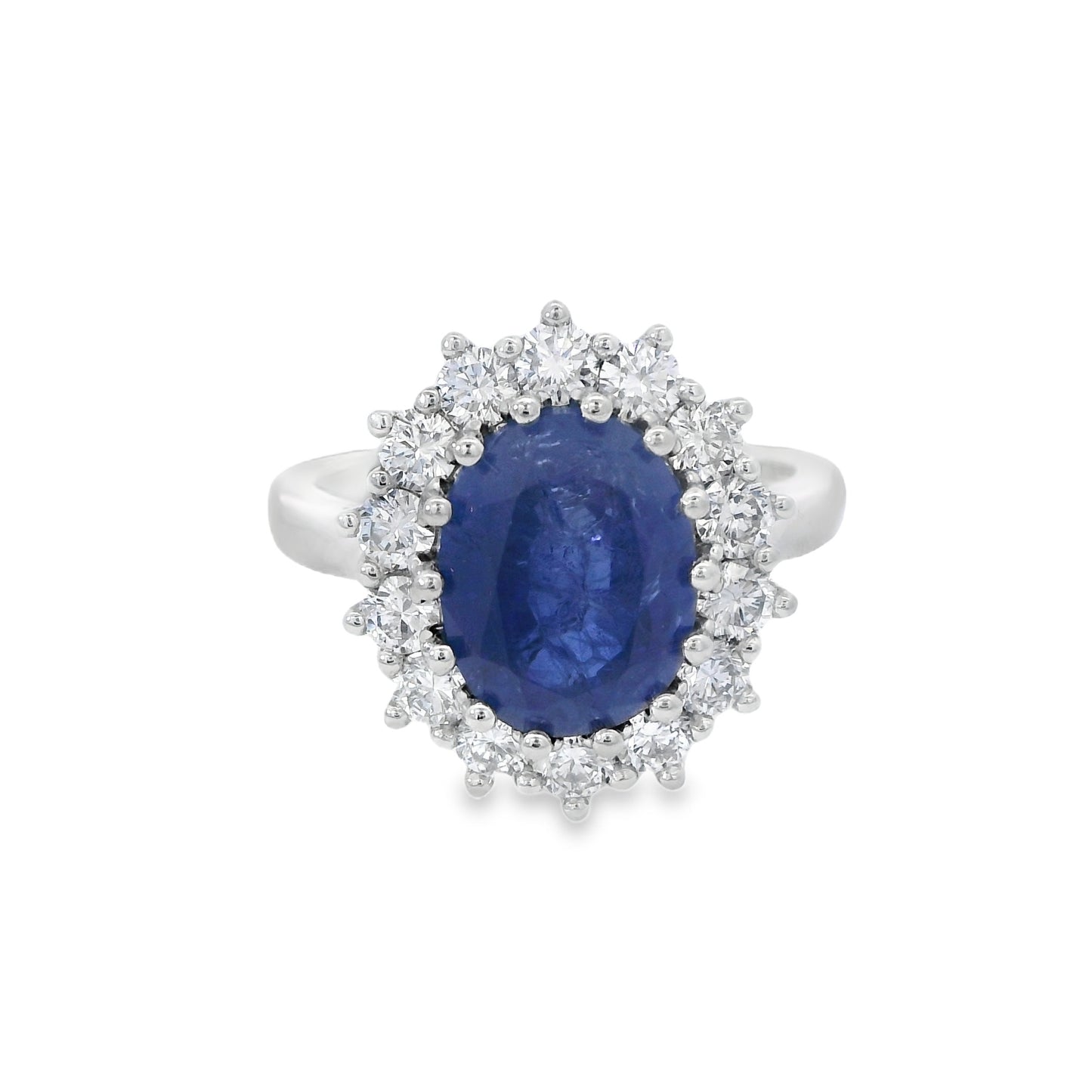 Platinum Lab Grown Sapphire & Diamond Ring