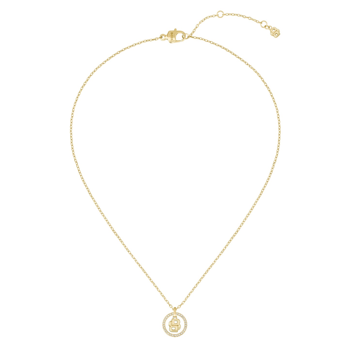 Ladies BOSS Double B Divine Gold IP Necklace 1580837