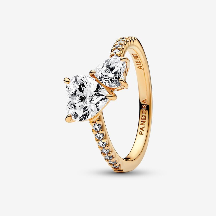 PANDORA Double Heart Sparkling Ring 161198C01