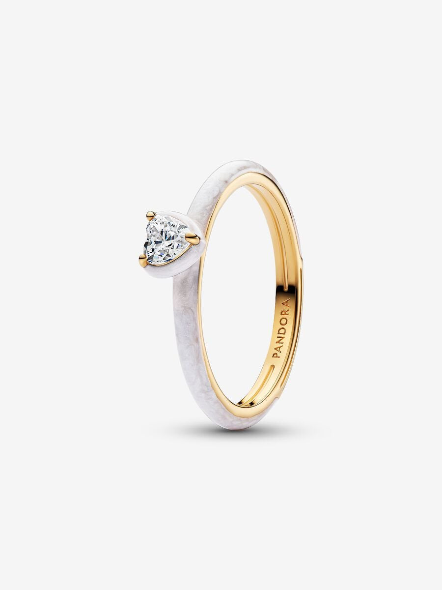 PANDORA White Chakra Heart Ring 14k gold plating 163088C01