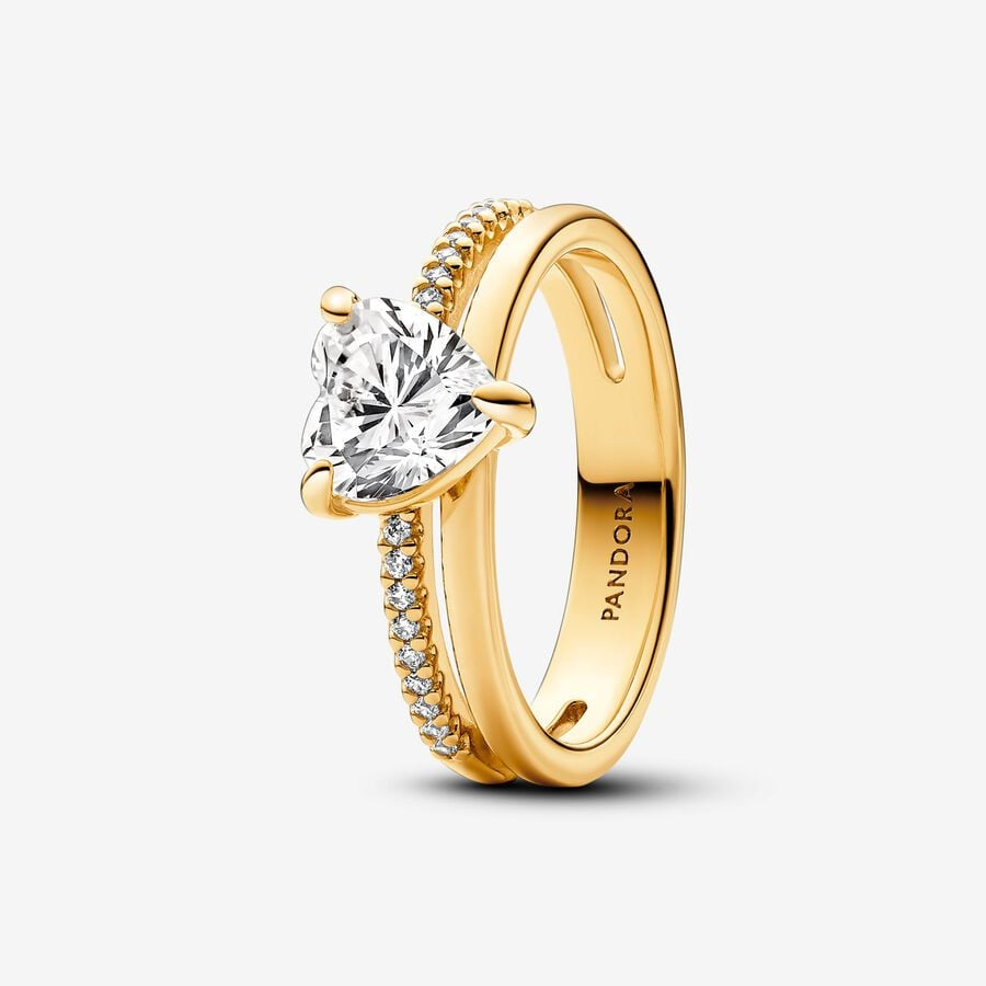 PANDORA Double Band Heart Ring 163100C01