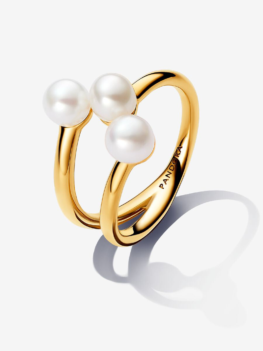 PANDORA Treated Freshwater Cultured Pearl Open Ring 14k gold plating 163285C01