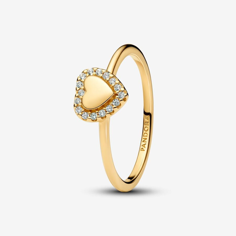 PANDORA Engravable Heart Halo ring gold plated 163801C01
