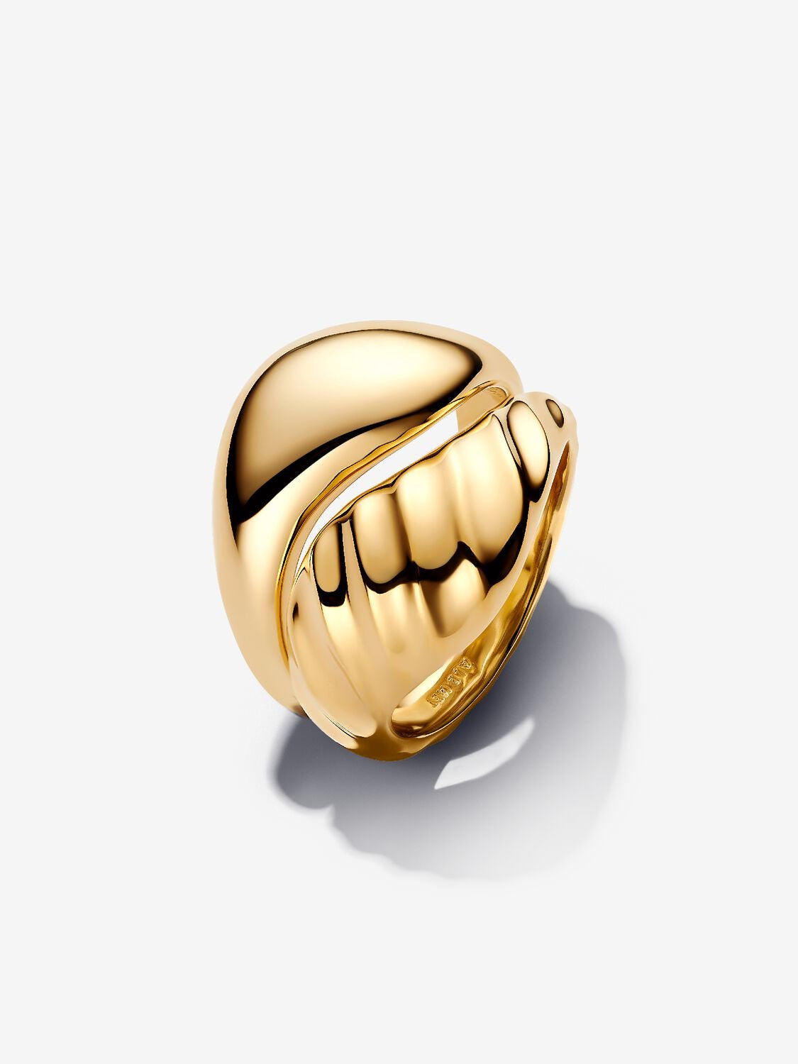 PANDORA Gold Plated Rippled Ring Set 163832C00