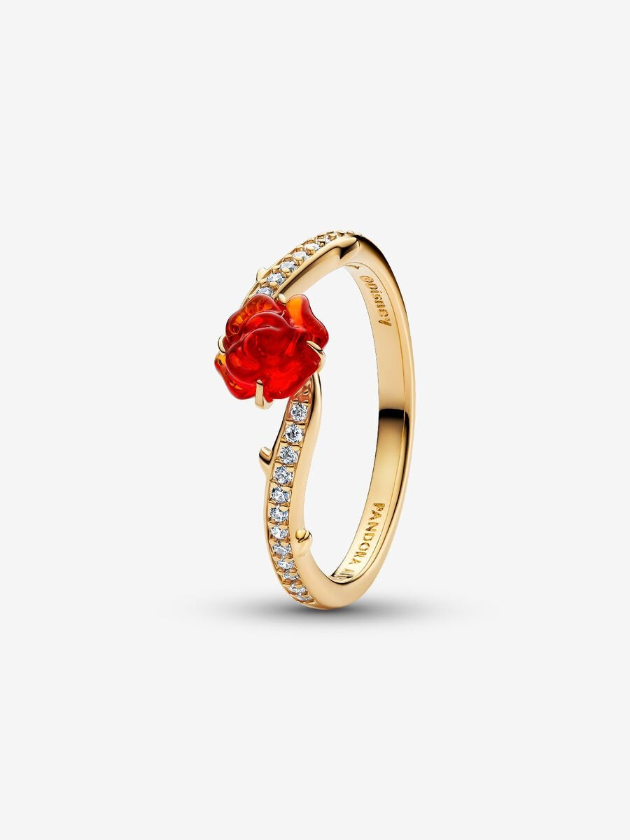 PANDORA Disney Beauty and the Beast Enchanted Rose Ring 163984C01