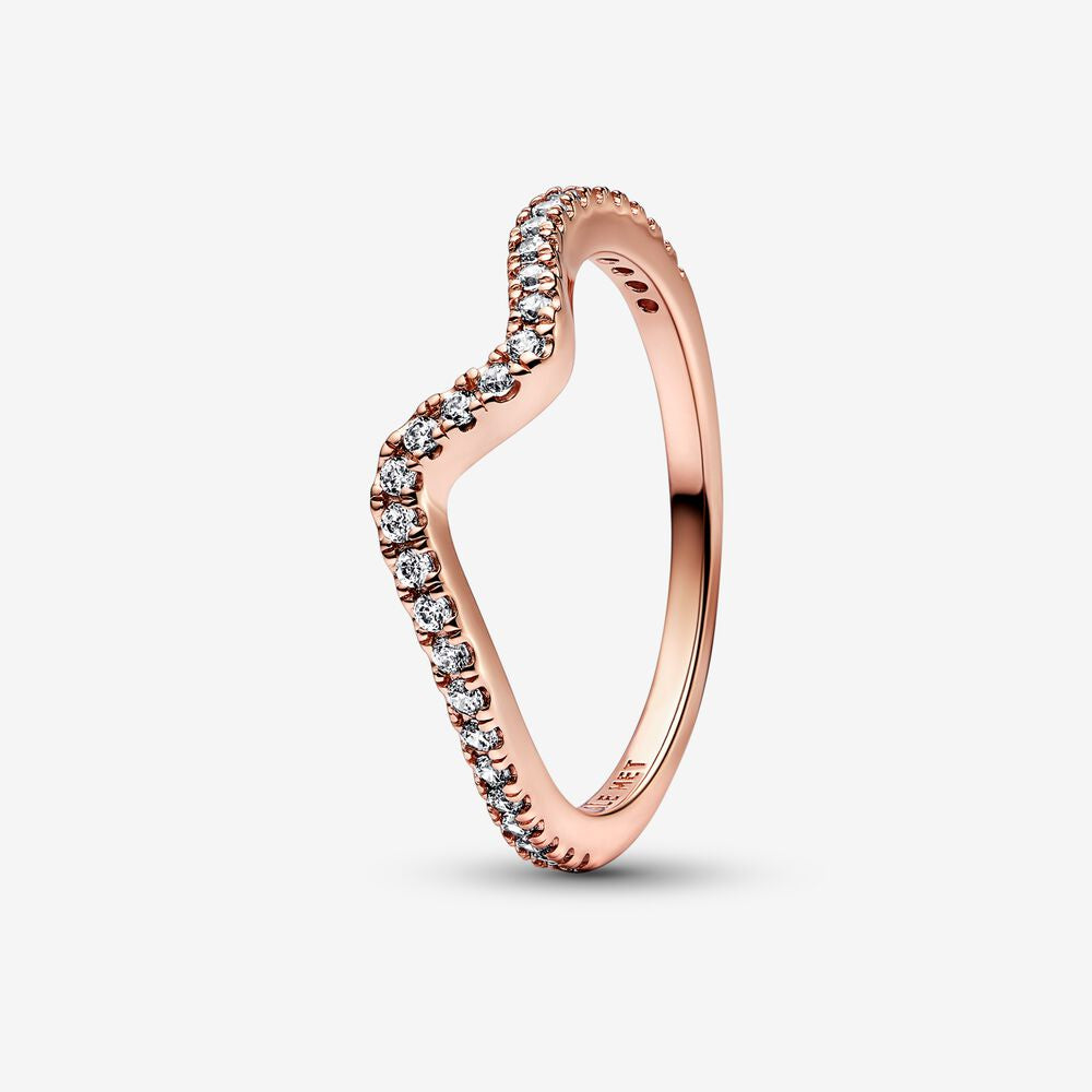PANDORA Sparkling Wave Ring Rose 182539C01