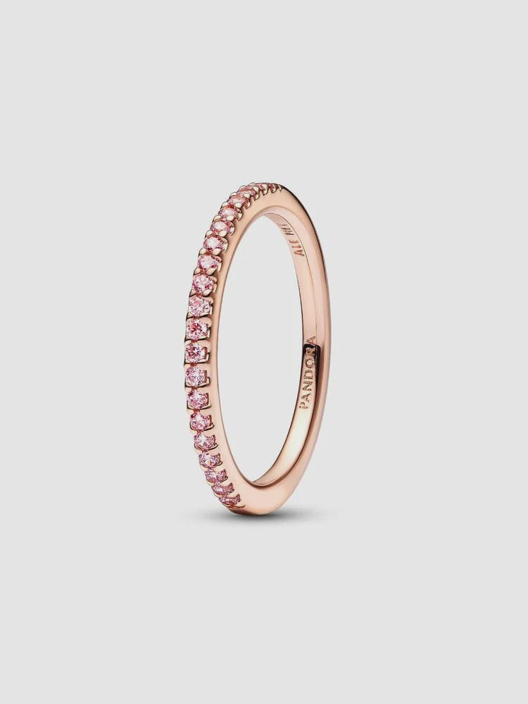 PANDORA Sparkling Pink Band Ring 14k rose gold plating 182999C01