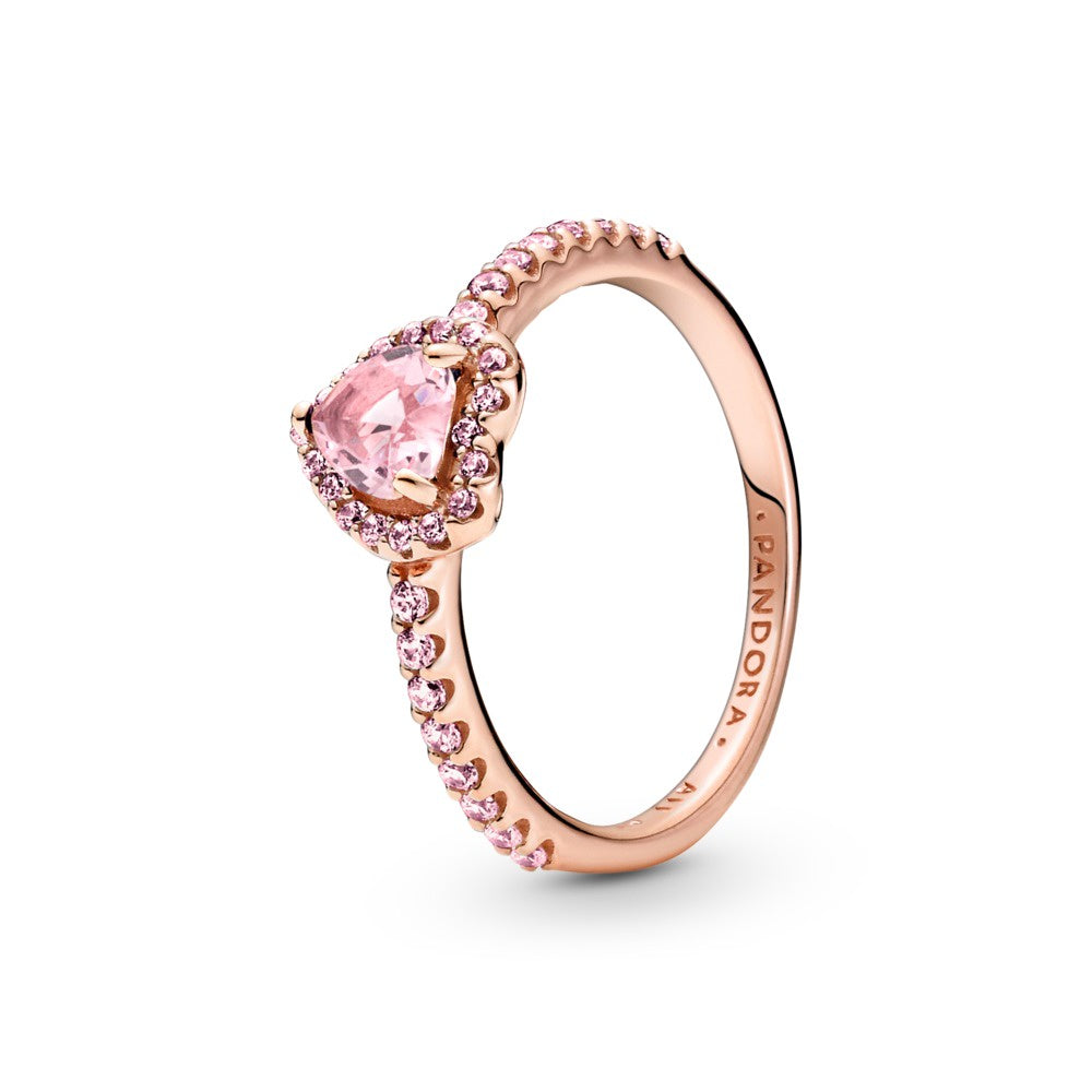 PANDORA Rose Plated Heart Pink Stone Ring 188421C04