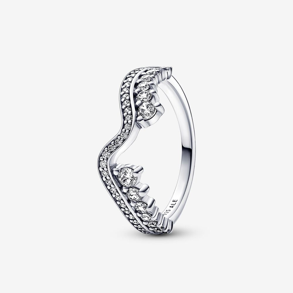 PANDORA Sparkling Asymmetric Wave Ring 192543C01
