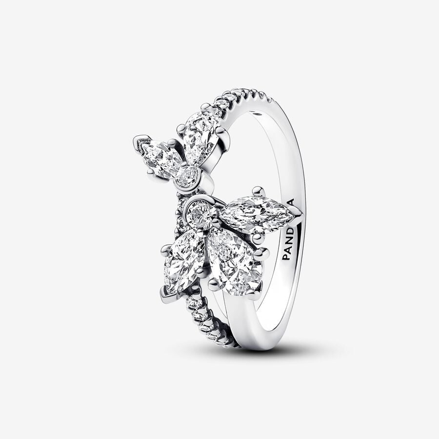 PANDORA Sparkling Asymmetrical Herbarium Cluster Ring 193023C01