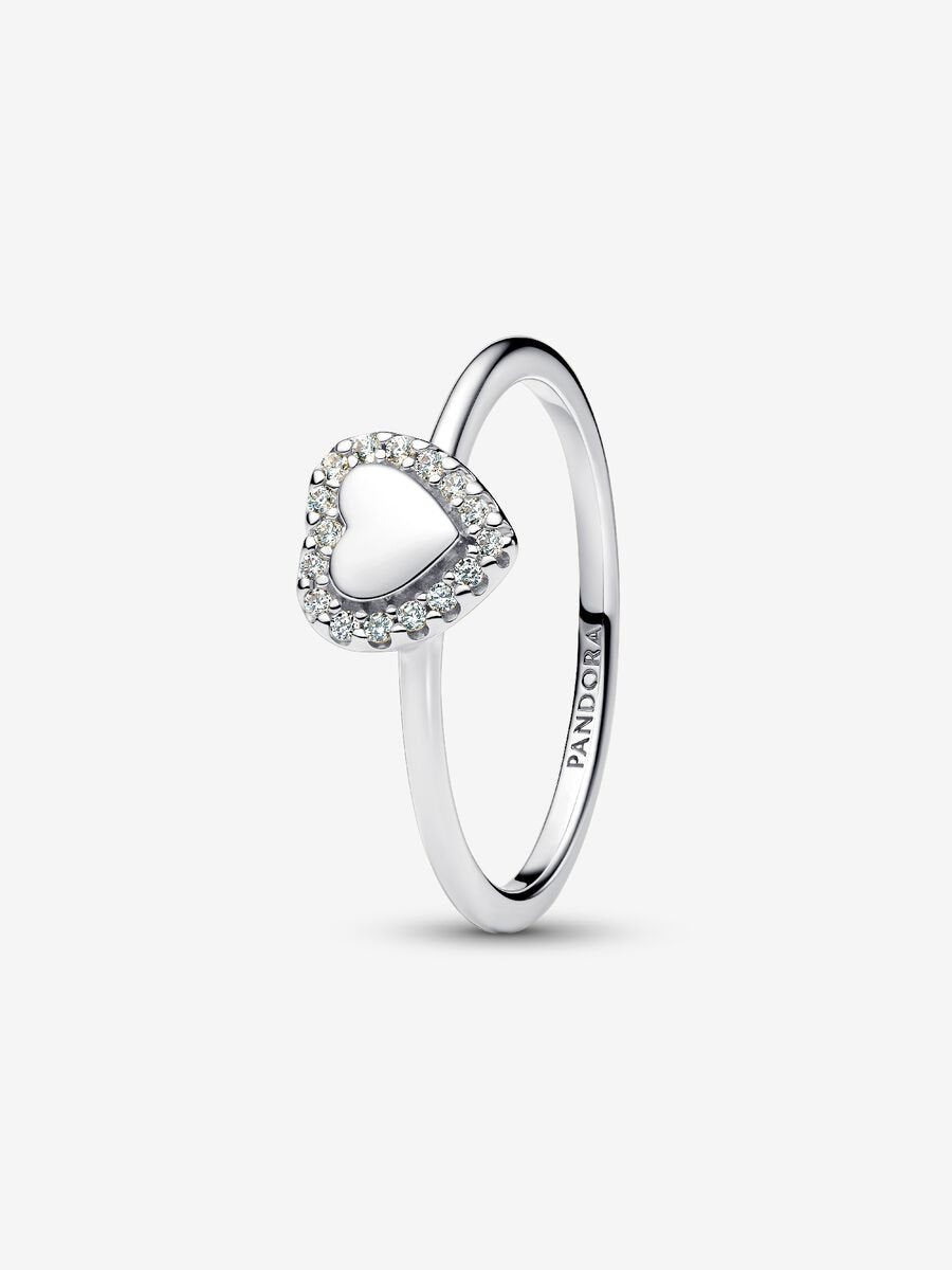 PANDORA Engravable Silver Heart Ring with CZ 193801C01