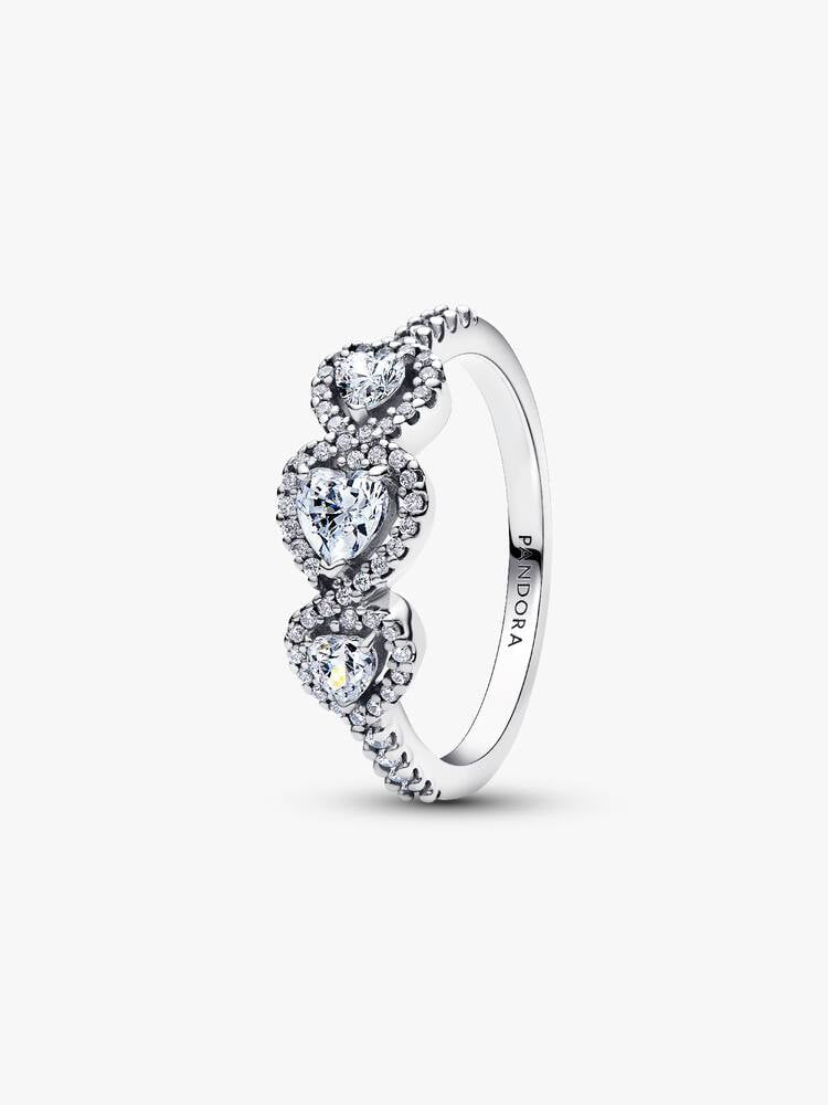 PANDORA Halo Heart Trilogy Ring Sterling silver 194413C01