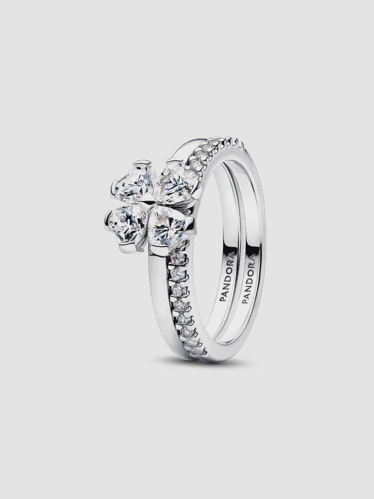 PANDORA Sparkling Lucky Clover Splittable Ring 194507C01
