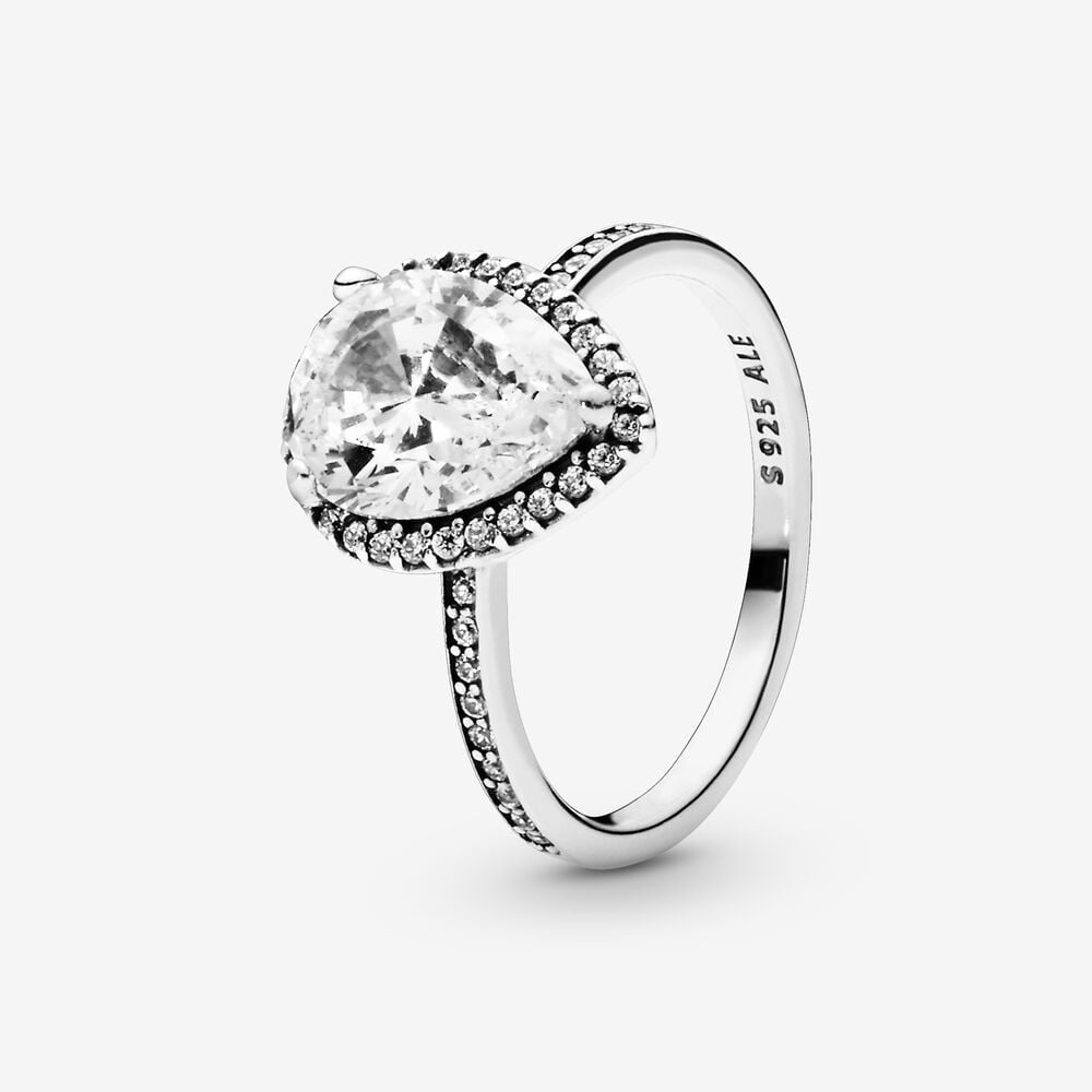 PANDORA Sparkling Teardrop Halo Ring 196251CZ