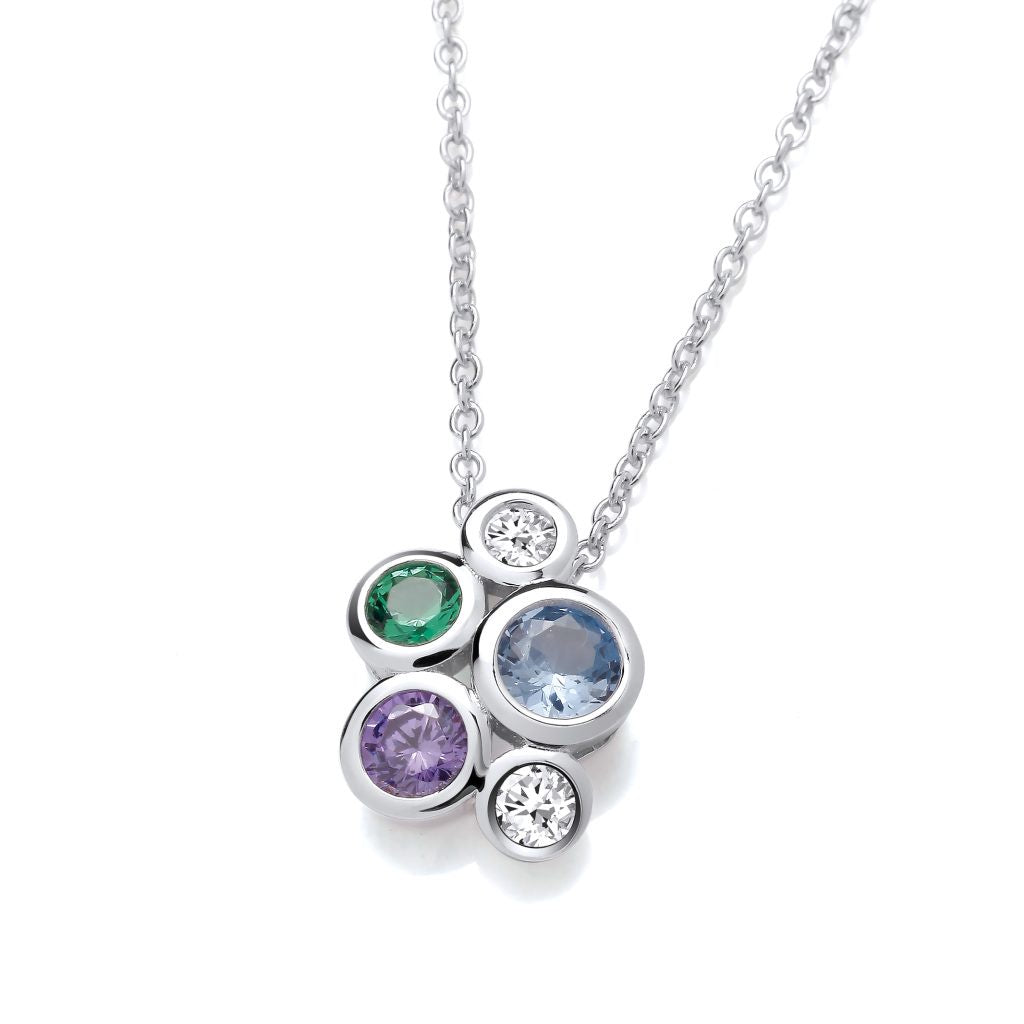 Silver Rainbow Dance CZ Bubble Necklace 1971RA