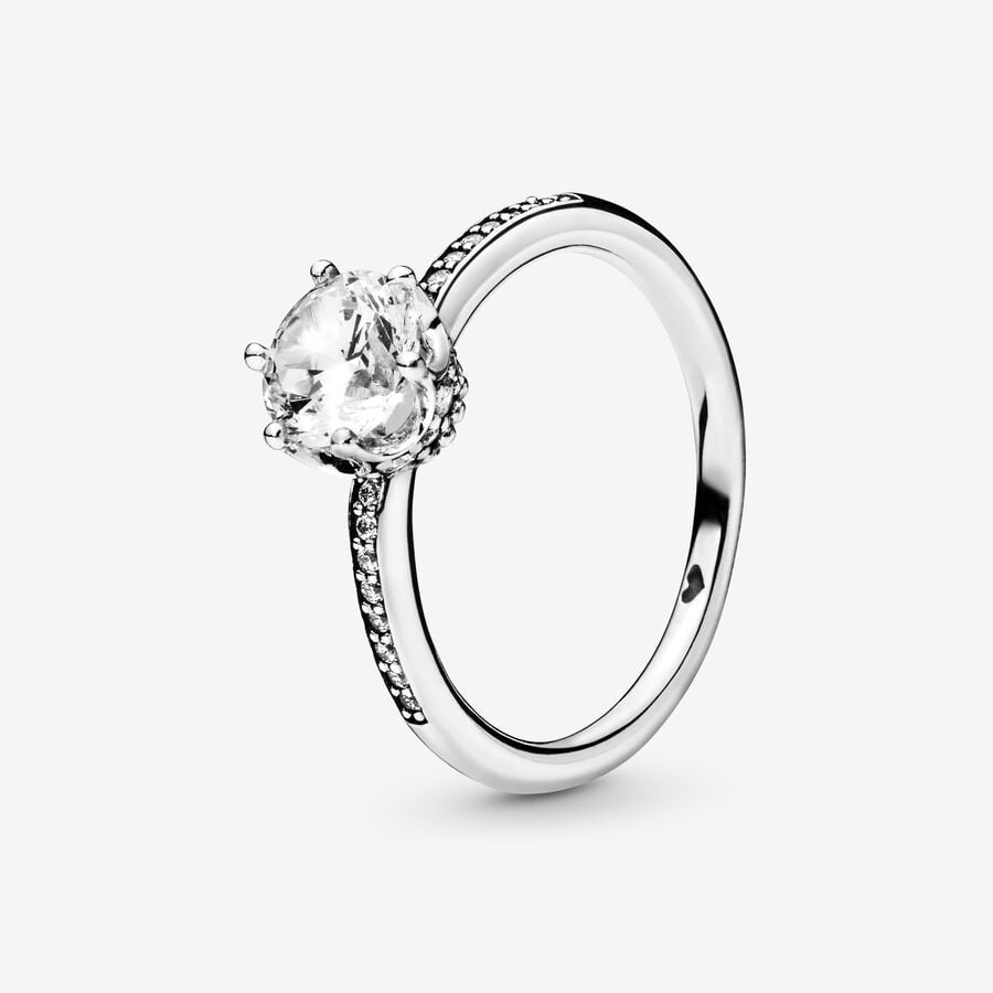 PANDORA Clear Sparkling Crown Ring 198289CZ