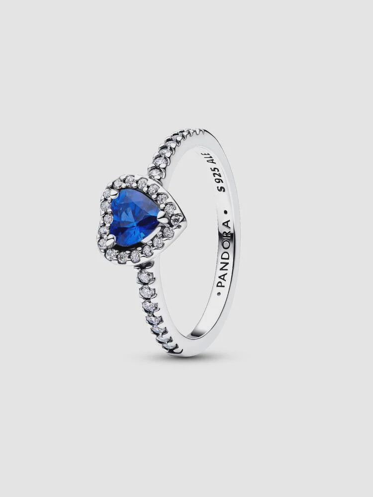 PANDORA Elevated Princess Blue Heart Ring 198421C09