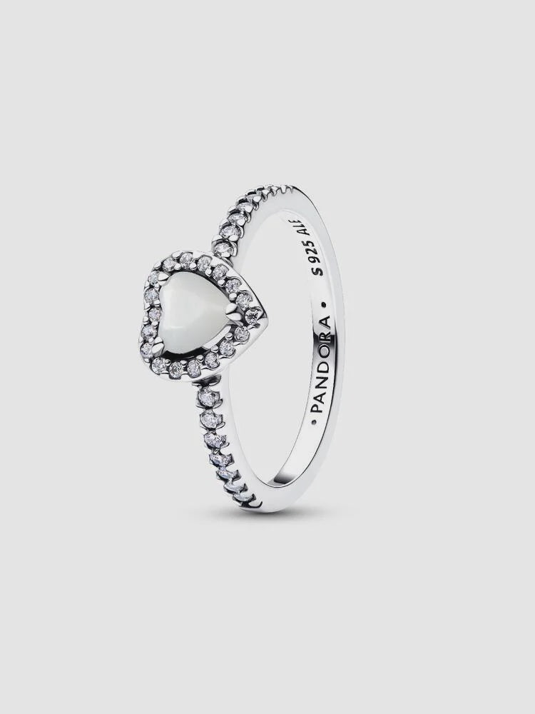 PANDORA Elevated White Heart Ring 198421C11