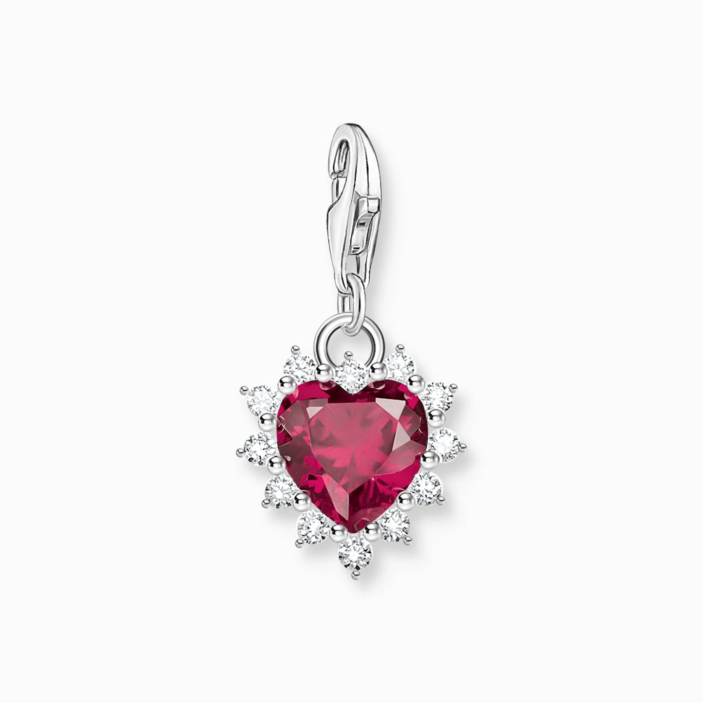 Thomas Sabo Silver Heart Charm Pendant with Red stone 2204-013-10
