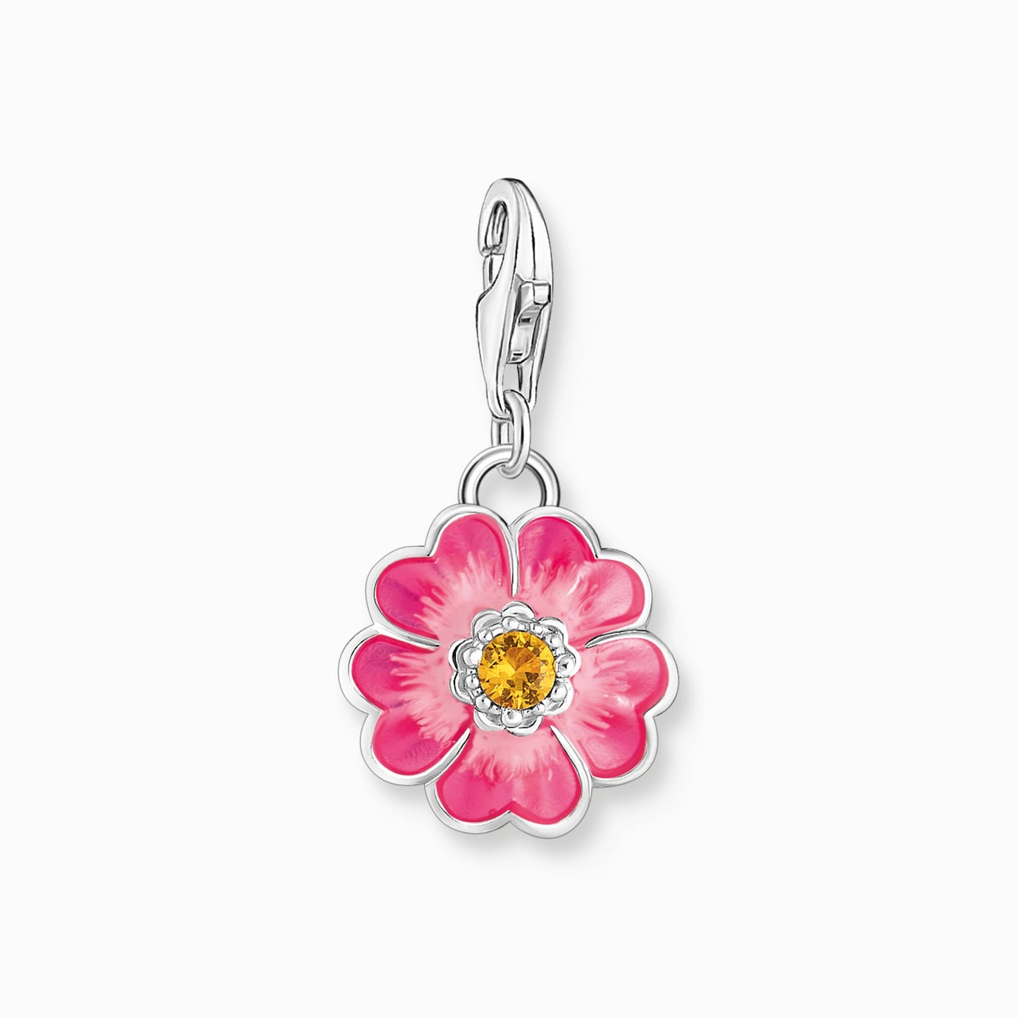 Thomas Sabo Silver Charm Pendant with Pink flower 2208-496-7