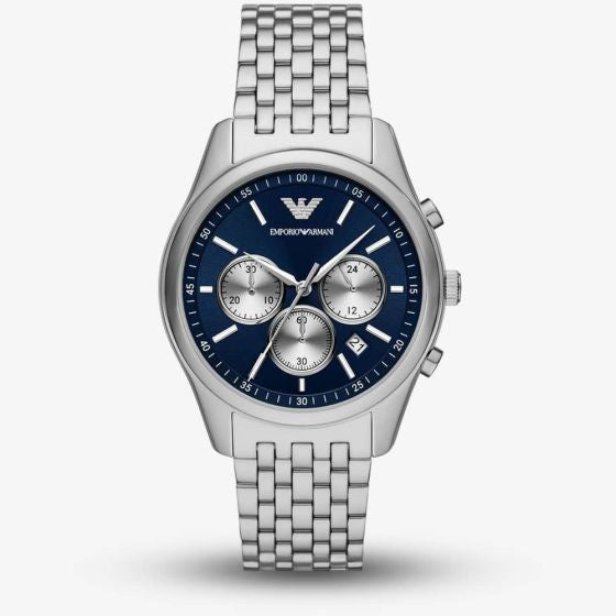 Armani Blue Dial Chronograph Stainless Steel Watch AR11582