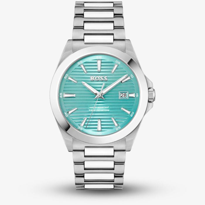 Boss Silver Tone Watch with light blue dial 1514171