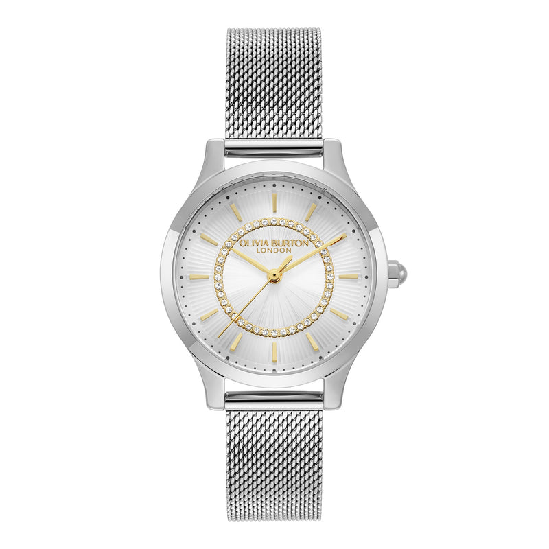 Olivia Burton 30mm Wonderlust White & Silver Mesh Watch 24000212