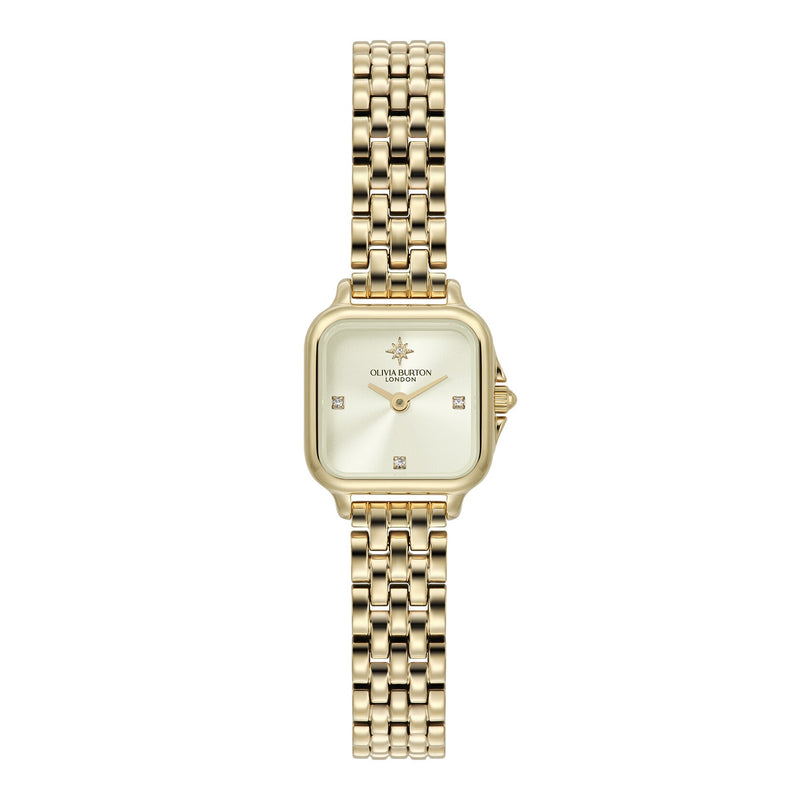 Olivia Burton 20mm Mini Grosvenor Ivory & Gold Bracelet Watch 24000257