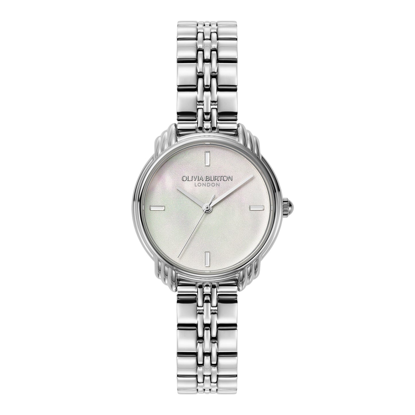 Olivia Burton Classic 30mm Art Deco 2.0 Ivory & Silver Bracelet Watch 24000293