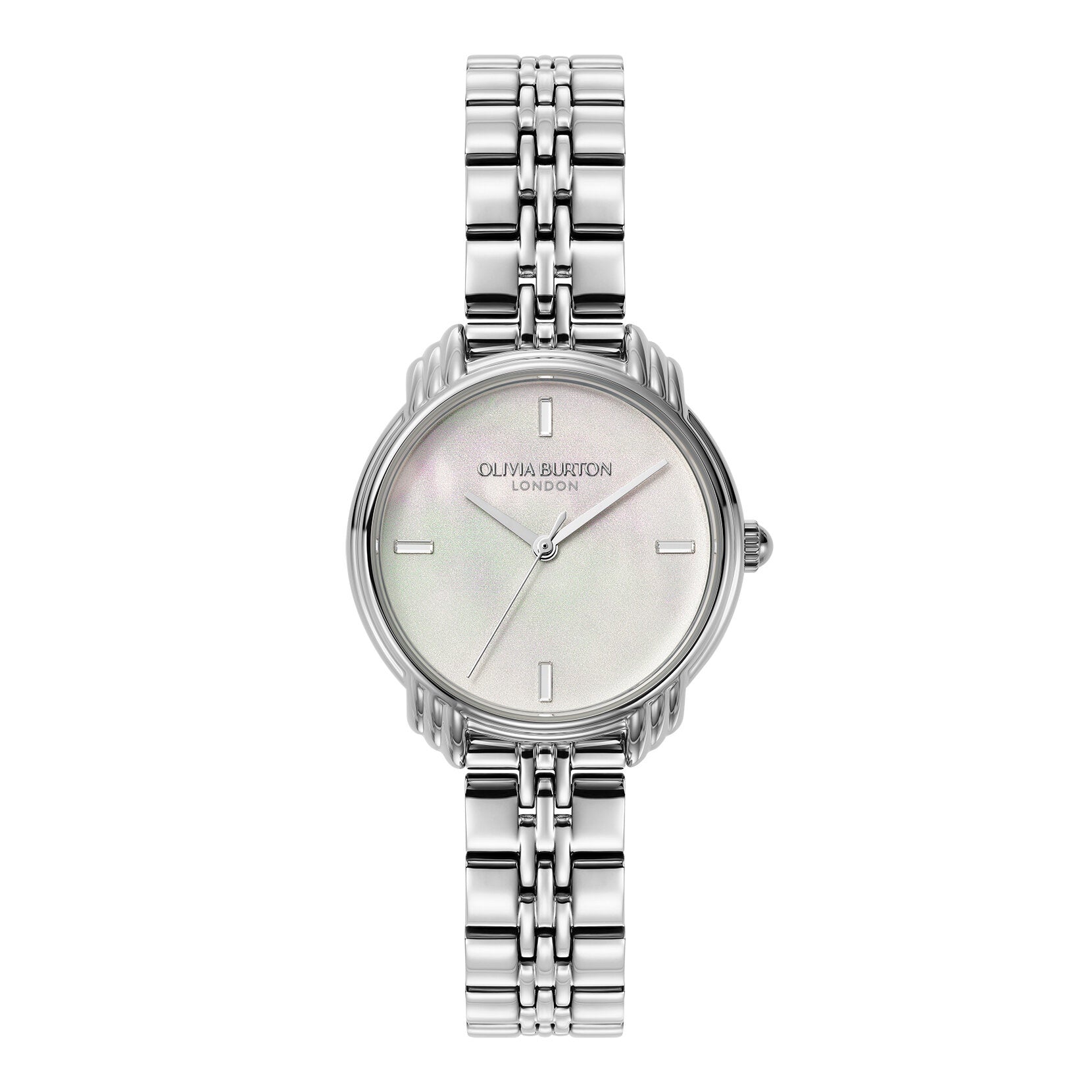 Olivia Burton Classic 30mm Art Deco 2.0 Ivory & Silver Bracelet Watch 24000293