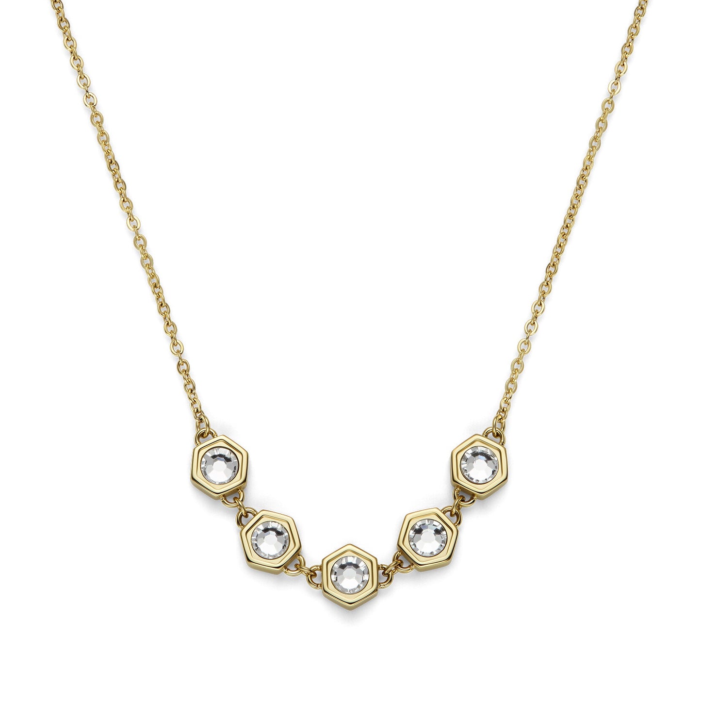 Olivia Burton Ever Stacked Crystal Honeycomb Gold Plated Stacking Necklace 24100340