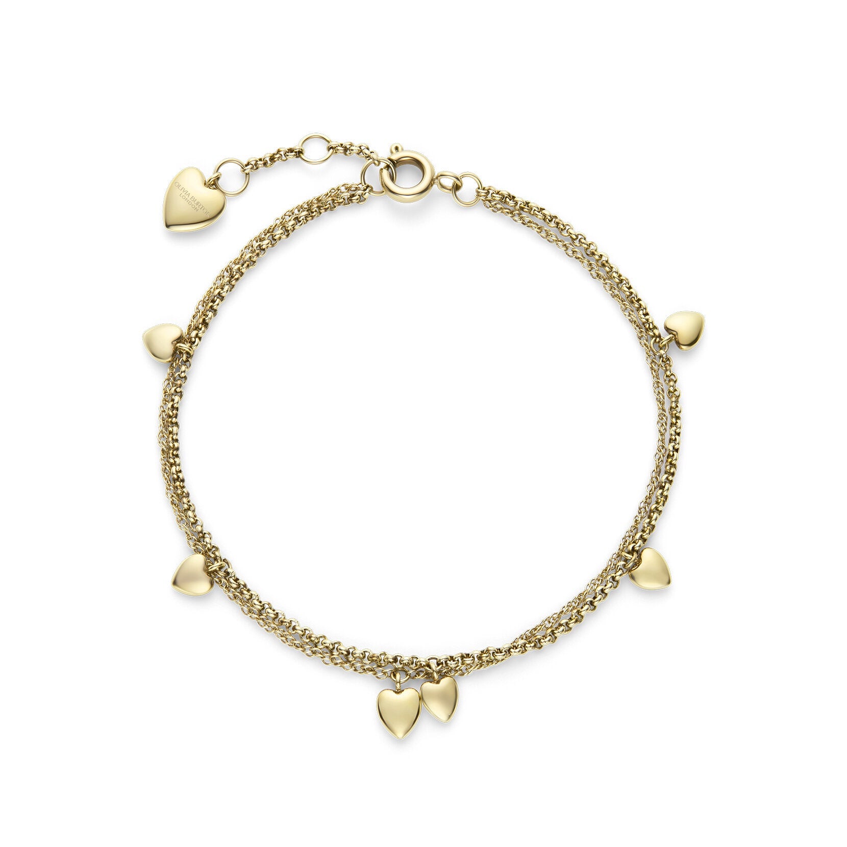 Olivia Burton Mini Heart Gold Plated Double Chain Bracelet 24100460