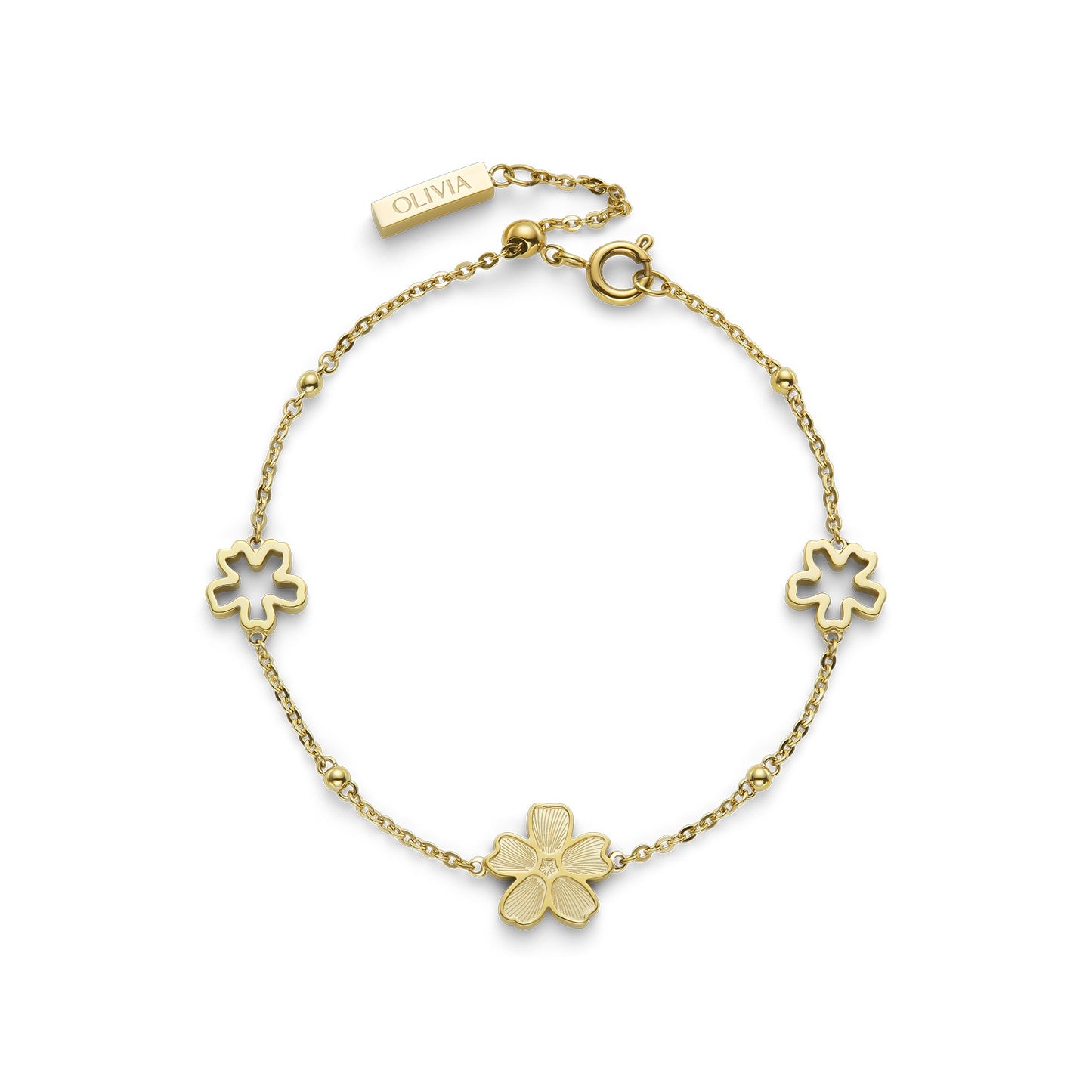 Olivia Burton Gold IP Forget Me Not Bracelet 24100544