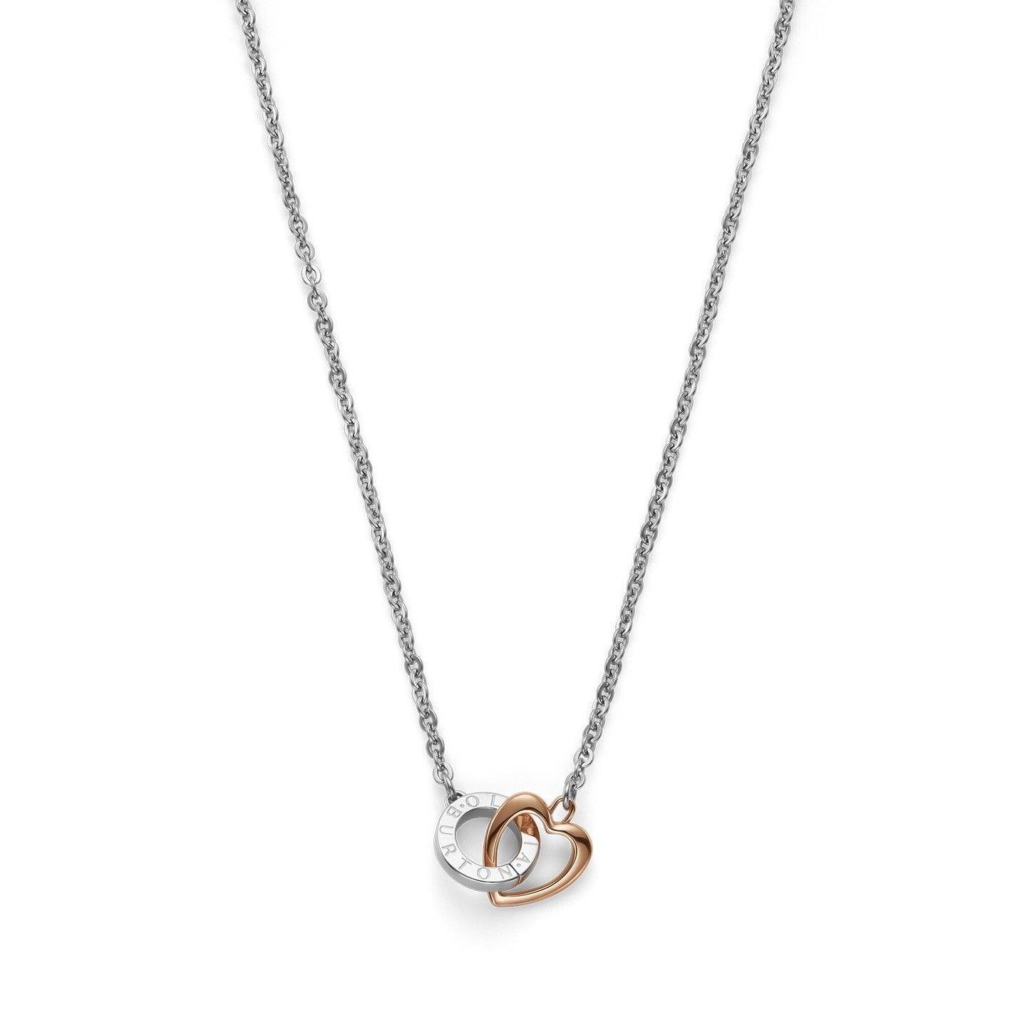Olivia Burton Kindred Interlink Heart Silver & Rose Gold Plated Necklace 24100551