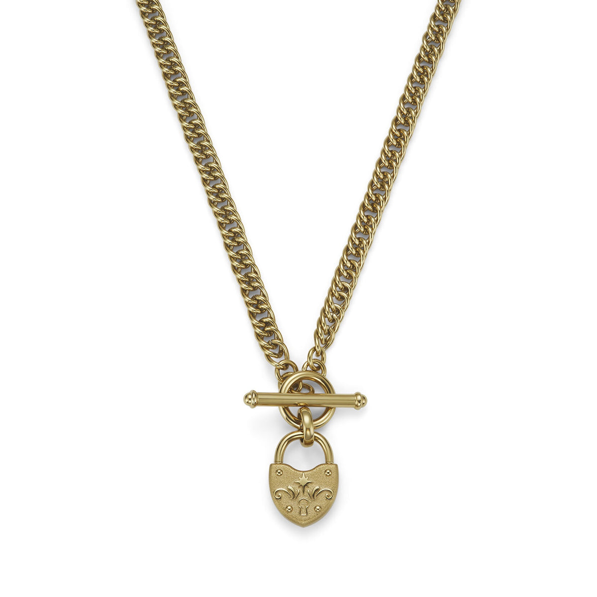 Olivia Burton Lock Heart Gold Plated Toggle Necklace 24100630