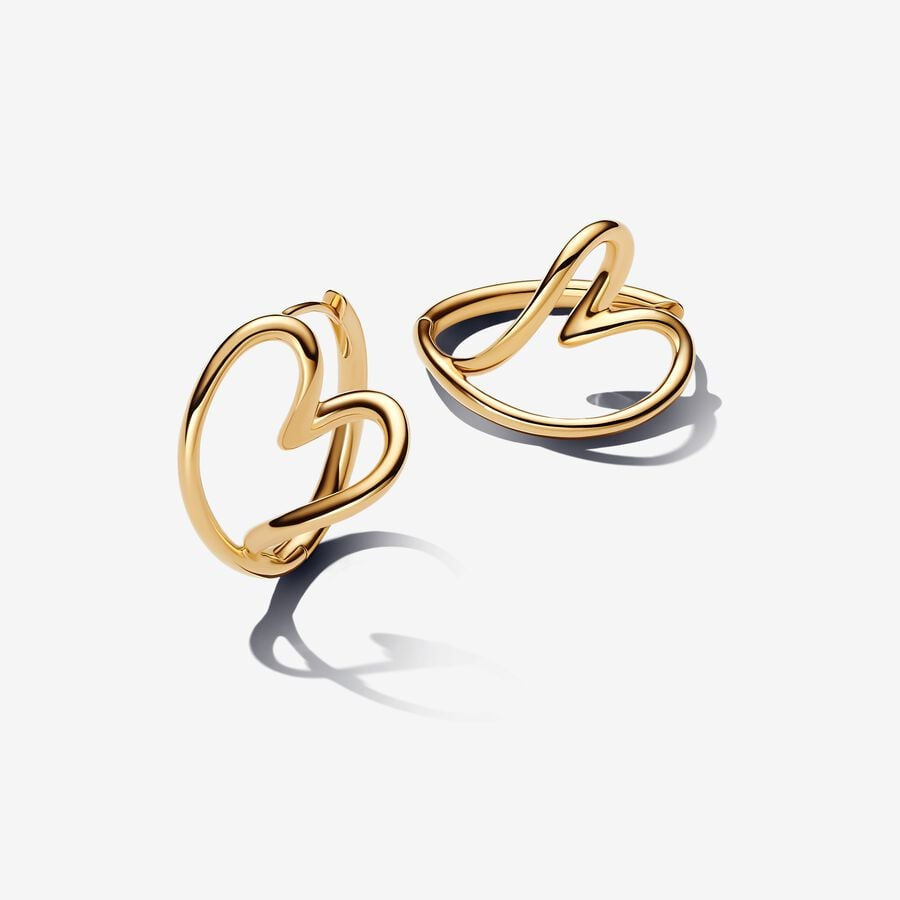 PANDORA Organically Shaped Heart Hoop Earrings 263807C00